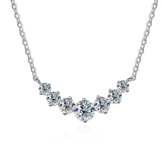 Moissanite Necklace  Jewely with Certificates 925 Sterling Sliver Plated 18k White Gold